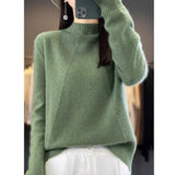 Fongt And Winter Yang Sweater Knitted Jersey Outside Wearing Lazy Wind Senior Women's Half-High Collar Sweater