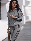 Fongt Spring Women's Clothing Hot Fashion Casual Pure Stripe Two Sets Of Sportswear Women's Clothing