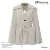 Fongt New Navy Tie Rope Belts Loose-Fitting Version Of The Suit Coat Blouse Woman 1776