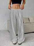 Fongt Women's Solid-Colored Trousers With Tight Belts With Wide-Legged Casual