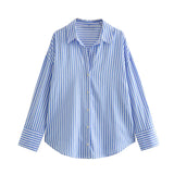 New Multi-Color Loose Casual Version Of Poplin Long-Sleeved Shirt-Outfit
