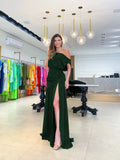 Fongt Summer Women's Fashion Sexy Diagonal Collar Waist Slits Mop The Floor Holiday Wind Solid Color