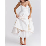 Fongt Women's New Sling V-Neck Sleeveless Dress Pony Skirt