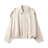 Fongt Spring Pilot Jacket Bat Sleeve Zipper Loose Tuffen Jacket Women's Casual Jacket
