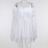 Fongt Chiffon Shoulder Irregular Dress Girded Suit Temperament Commuting Short Skirt