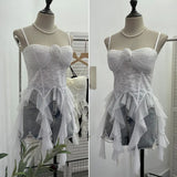 Sleeveless Vest Women With Chest Pads With Tectoral Lace Slings Irregular Ribbon Short Coat