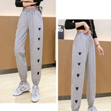 Spring And Autumn Hot Girls Street Style Printed Love Sweatpants Women's Thin High Waist Elastic Waist Guards Casual