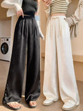 Chinese Style Wide-Legged Trousers 2024 New Spring And Autumn Style Straight Tube Pear-Shaped Satin Small Foreign Style Casual Pants-Outfit