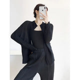 Fongt Folds 2025 Summer New Coat Pop Loose Thin Folded Shirt Cardigan Woman
