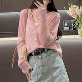 Glitter Knitted Cardigan Women's New Summer Blouse Hollowed-Out Mesh Tulle Sunscreen Outer Coat Shawl-Outfit