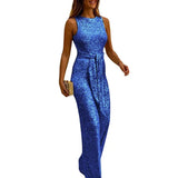Fongt 2025 Summer Trousers Round-Neck Sleeveless Personality Sleeves Silver-Pointed Women's