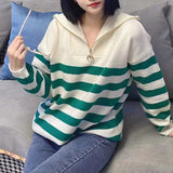 Semi-Zipper Pullover Sweater Lazy Style Loose Lapel Sweater Korean Style Shoulder Sleeve Blouse Outside The Woman-Outfit