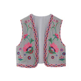Fongt 2025 New Women's Clothing Embroidered Tard Vest