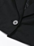 2024 Autumn New Fashion Women's Denim Patchwork Blazer Notched Collar Single Button Long Sleeve Short Suit Jackets TH5165-Outfit