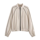 Fongt Homemade New Women's Clothing Colling-Colried Pilot Jacket Coat With Wide Legs