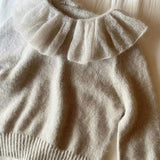 Double Peter Pan Collar Sweaters Women Long Sleeve Pullover Knitwear Autumn Spring Vintage Chic Knitted