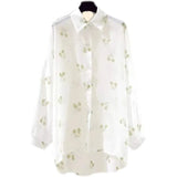 Fongt Summer New Korean Version Of The Chiffon Print Sunscreen Women In The Long-Term Super Fairy Ocean Gas Loose Thin Coat