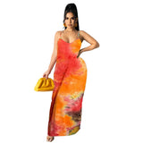 Fongt New Women's Casual Loose Print Cotton Slip Dress-Outfit