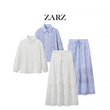 Fongt Homemade New Women's Lace Sticker Shirt Loose Dresses Two-Piece Set