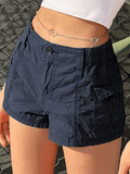 Vintage Low Rise Asymmetric Cargo Shorts-Outfit