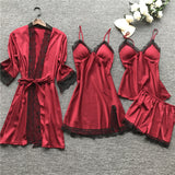 Midnight Charm Sexy Pajamas_Pyjamas Summer Sexy Pajamas Four-Piece Korean Version Of Sling Women With Breast Pad