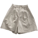 Fongt Literary And Art Cotton Shorts Women Summer Thin Hemp High Waist Small Man Broad Legs Leisure A Word Five-Point Pants