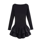 Fongt New Women's Fashion Elegant Sexy Cascade Decoration Short Dress