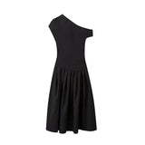 Fongt Summer New Women's Temperament Elegant Fashion High-Waisted Solid Color Long Dress