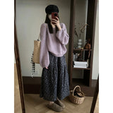 Fongt Wind Purple Knitted Sweater Autumn And Winter 2025 New Design Sense Of Small Korean Temperament Skirt