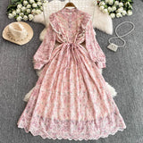 Fongt Court-Style Long Dress With Heavy Embroidered Lace Dress Elegant