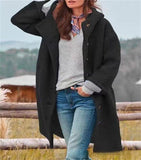 Fongt Autumn Women's Long-Sleeved Collar Coat Lady Casual Loose Hooded