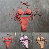 Halter Neck Swimming Suit For Women Bikini Push Up Swimwear Triangle Swimwear Bathing Suit Ladies Swimsuit Biquinis Feminin-Outfit