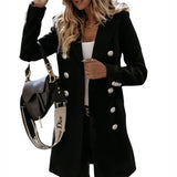 Fongt Autumn And Winter Long Sleeve Suit Collar Double Buckle Collar Buckle Coat Double Buckle Suit Collar