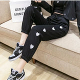 Spring And Autumn Hot Girls Street Style Printed Love Sweatpants Women's Thin High Waist Elastic Waist Guards Casual