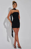 Sequin Tube Bodycon Mini Dress With Sparkle Scarf Collar-Outfit