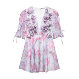 Fongt Women's Clothing 2025 Summer New Short-Sleeved Chiffon Floral Temperament Dress