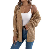 Shooting 2025 Autumn And Winter Casual Pure Color Hollow Long Sleeve Open-Shirt Sweater Coat Women's