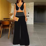Fongt 2023 New Fashion Contrast Color Low-Cut Sexy Short Vest Casual Pants Suit-Outfit