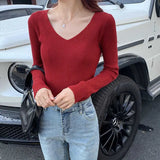 Fongt Knitted Shirt 2025 Autumn New Bottoming Shirt Slim Slim Solid Color Sweater Long Sleeves With A Short