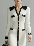 Fongt And Winter High-End Fashion Single-Dcupuncture Knitted Dress Long Bumpy Dress