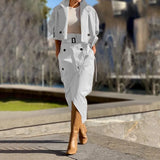 Fongt 2023 New Joker Casual Overalls Temperament Button Belt Suit Skirt-Outfit