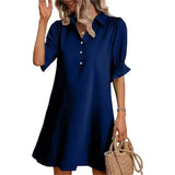 Fongt Women's Summer New Wish Casual Loose Solid Color Dress