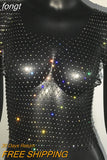 Sexy Mesh Crop Tops for Women 2023 Summer Rhinestones Fashion Party See Through Fishnet Tank Hollow Out Backless Top