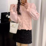 New Spring Style Small Fragrant Wind Nail Bead Knitted Cardigan Women's Long Sleeves High Level Feeling Gentle Sweet Style Coat-Outfit