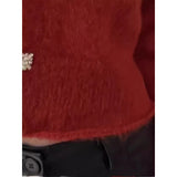Fongt Small Fragrant Red Hairy Long-Sleeved Sweater Women's Autumn And Winter Unique Beautiful Hairy Sleeve Knitted Open Shirt Thick