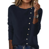 Fongt Sheintemu Autumn And Winter Round Collar Long-Sleeved Button Sweater New Female
