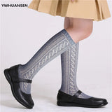 High Quality Summer Mesh Long Socks For Girls Cotton Loop Transfer Hollow Out Kids Socks For School Uniform