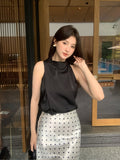Fongt Not Refund] Xixi 13 Line Summer Wave Dot Small Shirt Chindless T-Shirt Top Lady 89315