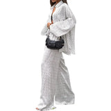 Fongt Spot 2024 Spring New Women's Fashion Temperament Long Sleeve Lapel Shirt Trousers Two Sets-Outfit