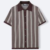 Fongt Men's Summer New Striped Jacket Knitted Polo Shirt Short-Sleeved T-Shirt
